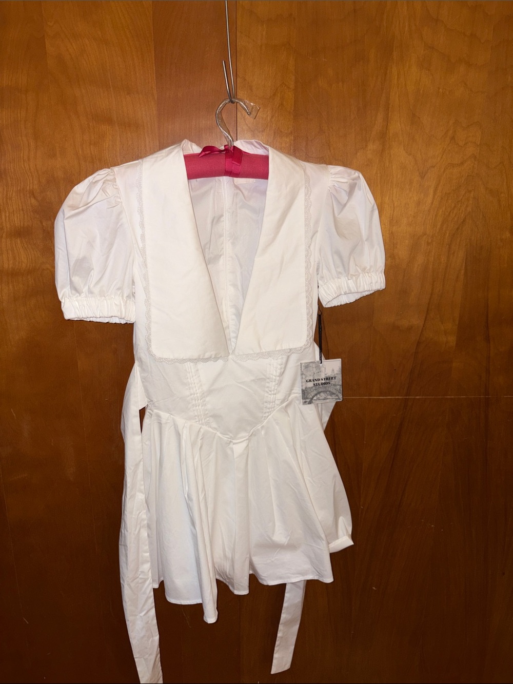 Grand Street StudiosWhite Puff Sleeve Apron Dress Size Small NWT